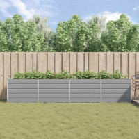 Produktbild för Planteringskärl Ljusgrå 385 x 100 x 75 cm Galvaniserat Stål