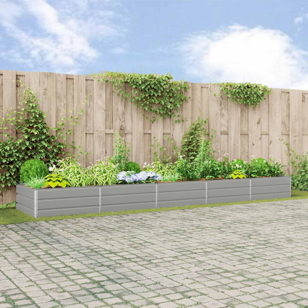 Produktbild för Planteringskärl Ljusgrå 480 x 100 x 45 cm Galvaniserat Stål