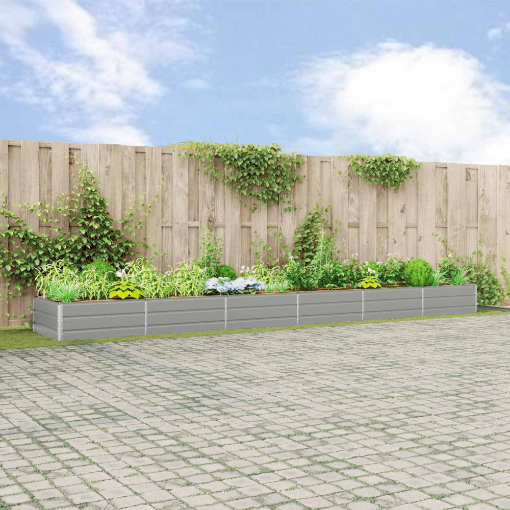 Produktbild för Planteringskärl Ljusgrå 580 x 100 x 45 cm Galvaniserat Stål