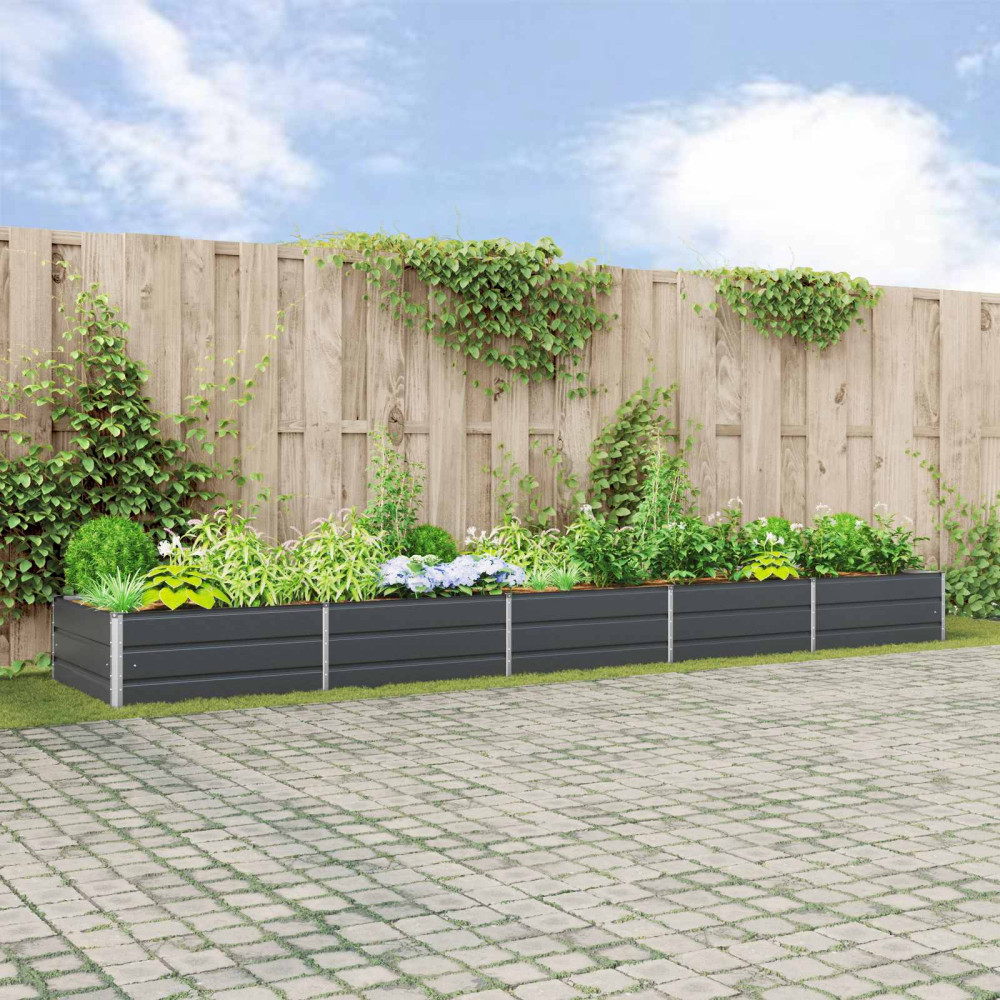 Produktbild för Planteringskärl Antracit 480 x 100 x 45 cm Galvaniserat Stål