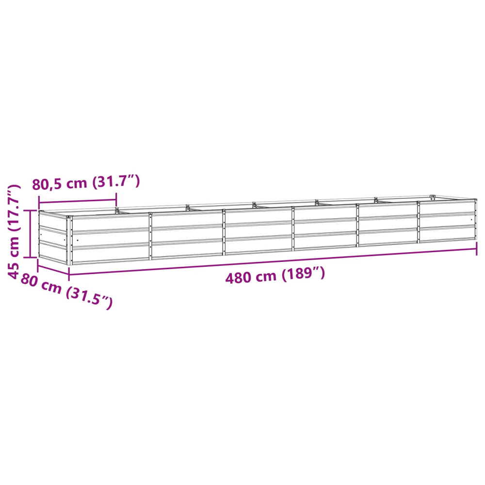 Produktbild för Planteringskärl Grön 480 x 80 x 45 cm Stål