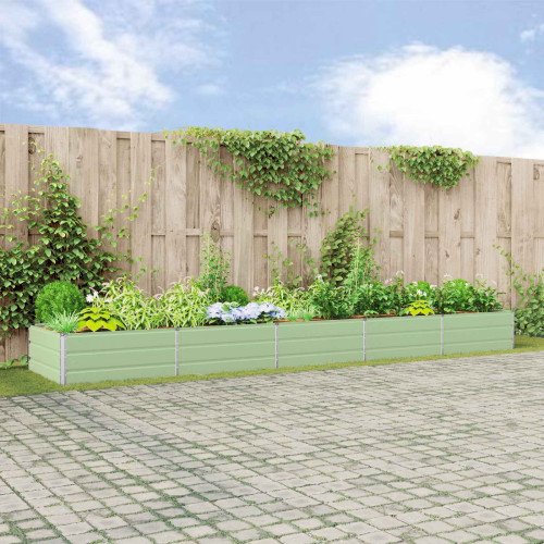 vidaXL Planteringskärl Pastellgrön 480 x 100 x 45 cm Galvaniserat Stål - Krukor & Odlingslådor