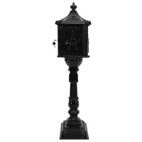 Produktbild för Stående Brevlåda Svart 42,5 x 29,5 x 117 cm Gjutet Aluminium
