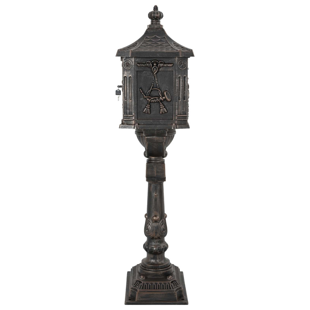 Produktbild för Stående Brevlåda Brons 42,5 x 29,5 x 117 cm Gjutet Aluminium
