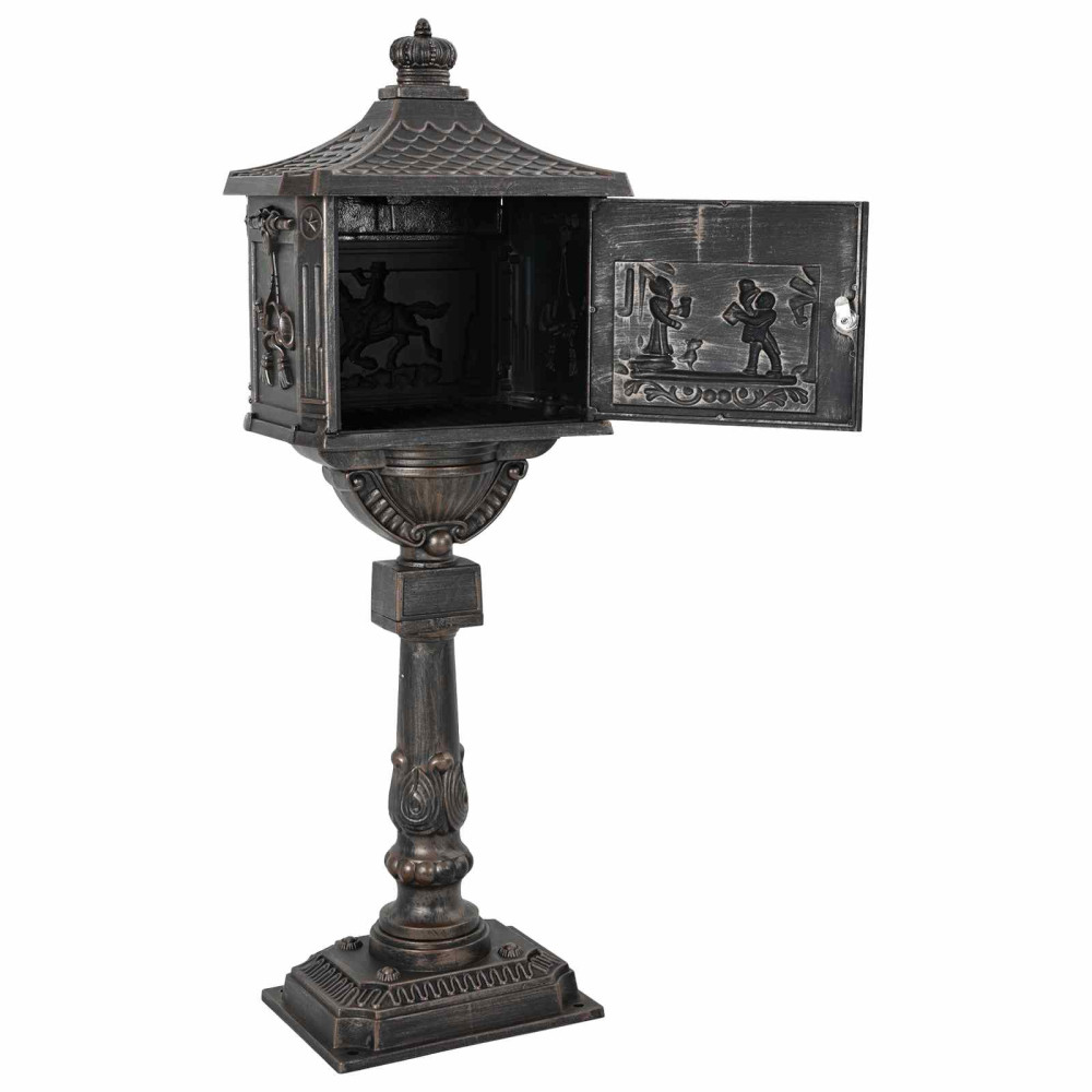 Produktbild för Stående Brevlåda Brons 42,5 x 29,5 x 117 cm Gjutet Aluminium