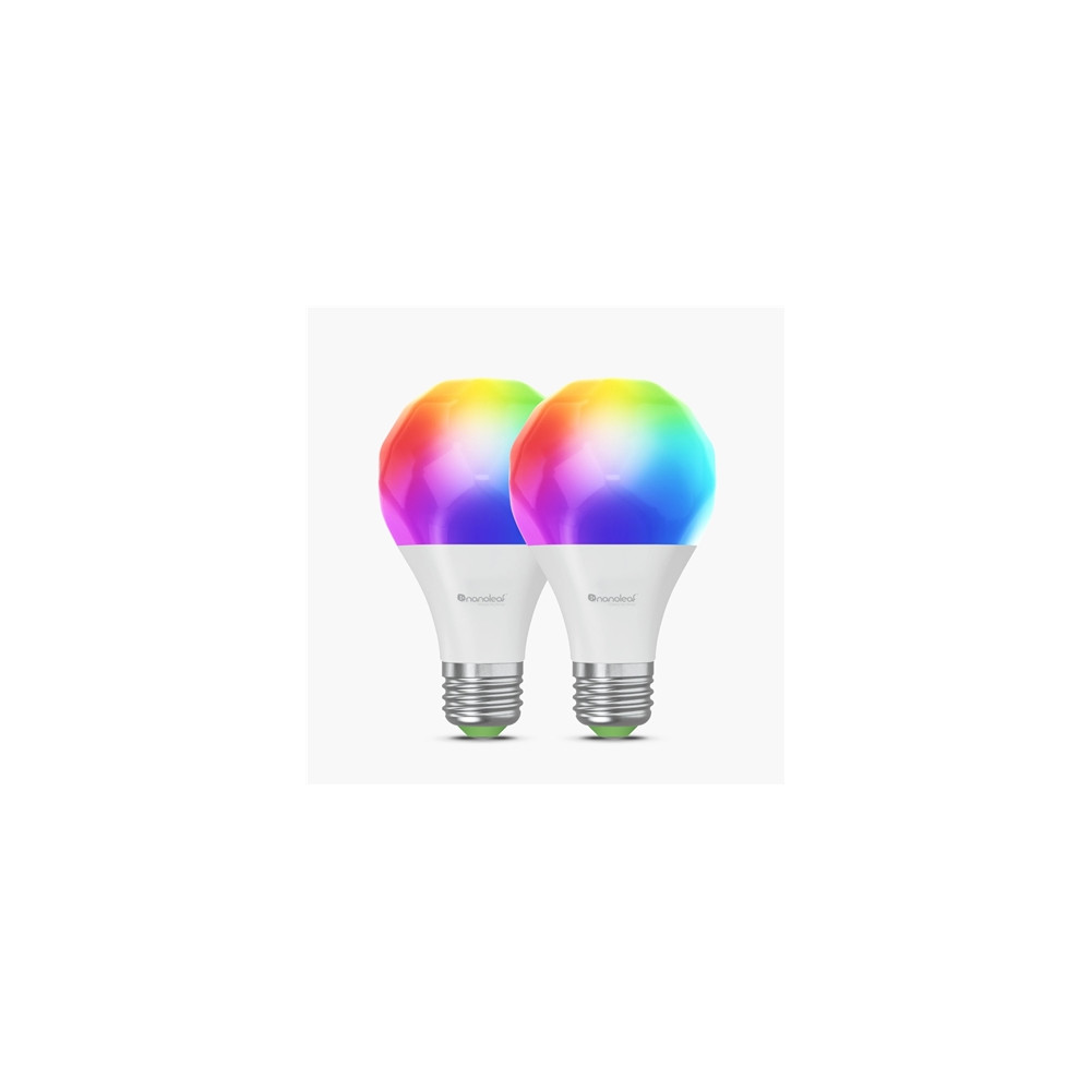 Produktbild för Nanoleaf Essentials Matter - LED-glödlampa - form: A60 - E27 - 9 W - RGBCW-lampa - 2700-6500 K (paket om 2)