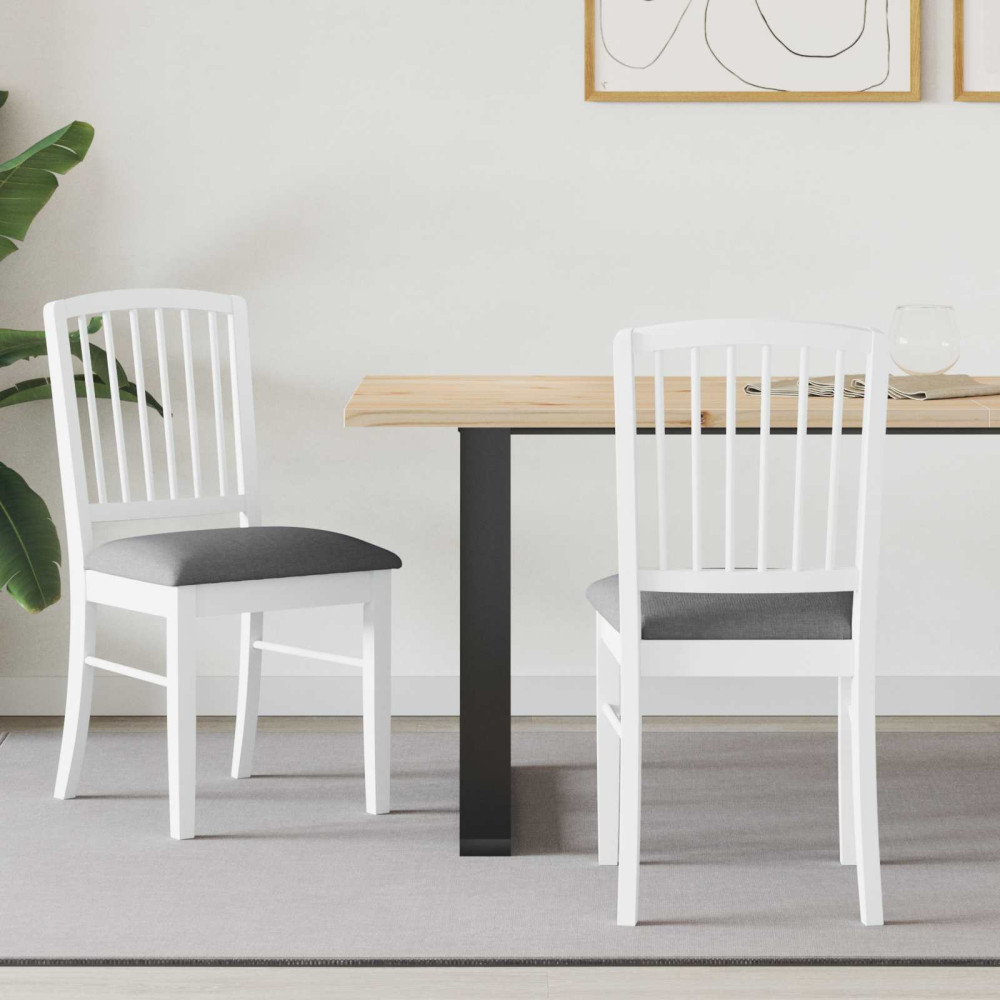 Produktbild för Matstolar 2 pcs Vit 50 x 52,5 x 91 cm Massiv Gummiträ
