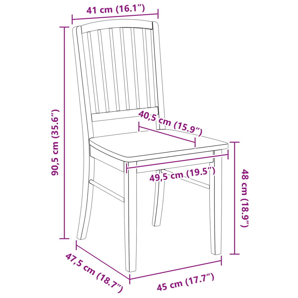 Produktbild för Matstolar 2 pcs Vit 50 x 52,5 x 91 cm Massiv Gummiträ