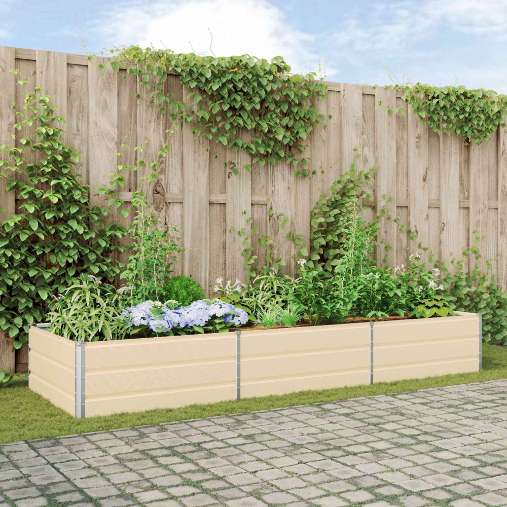 Produktbild för Planteringskärl Elfenben 290 x 100 x 45 cm Galvaniserat Stål