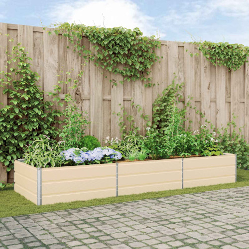 vidaXL Planteringskärl Elfenben 290 x 100 x 45 cm Galvaniserat Stål