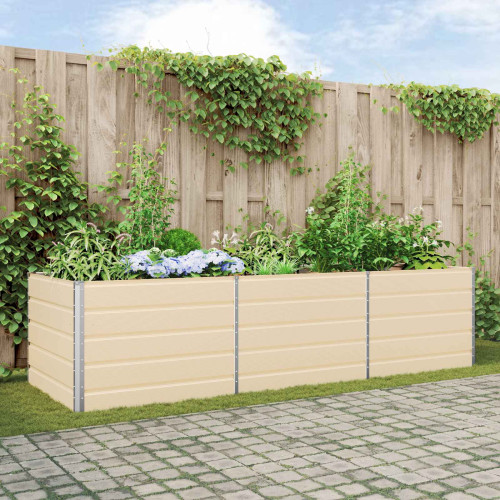 vidaXL Planteringskärl Elfenben 290 x 100 x 75 cm Galvaniserat Stål