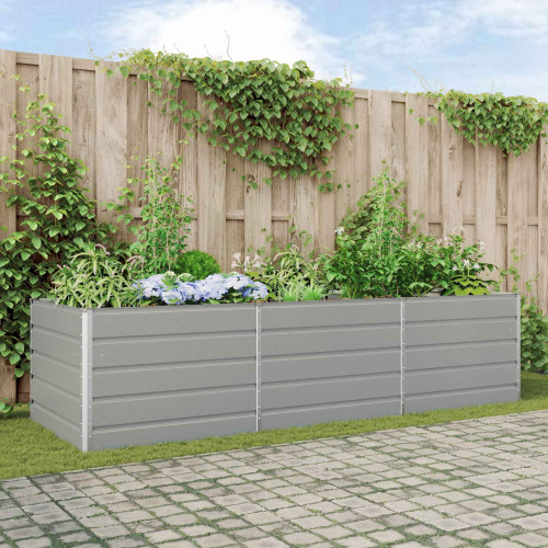 vidaXL Planteringskärl Ljusgrå 290 x 100 x 75 cm Galvaniserat Stål