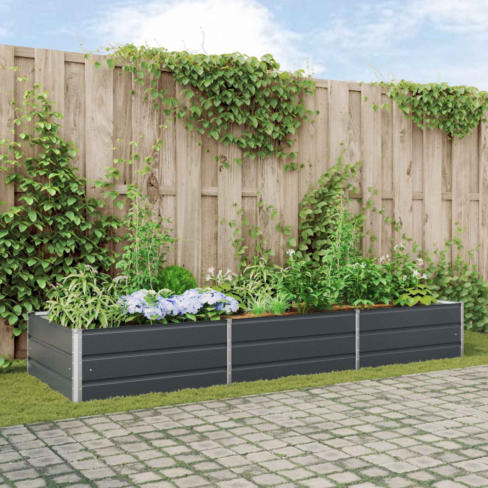 Produktbild för Planteringskärl Antracit 290 x 100 x 45 cm Galvaniserat Stål