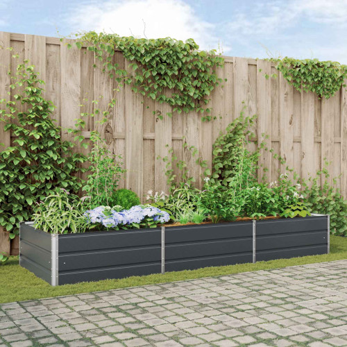 vidaXL Planteringskärl Antracit 290 x 100 x 45 cm Galvaniserat Stål