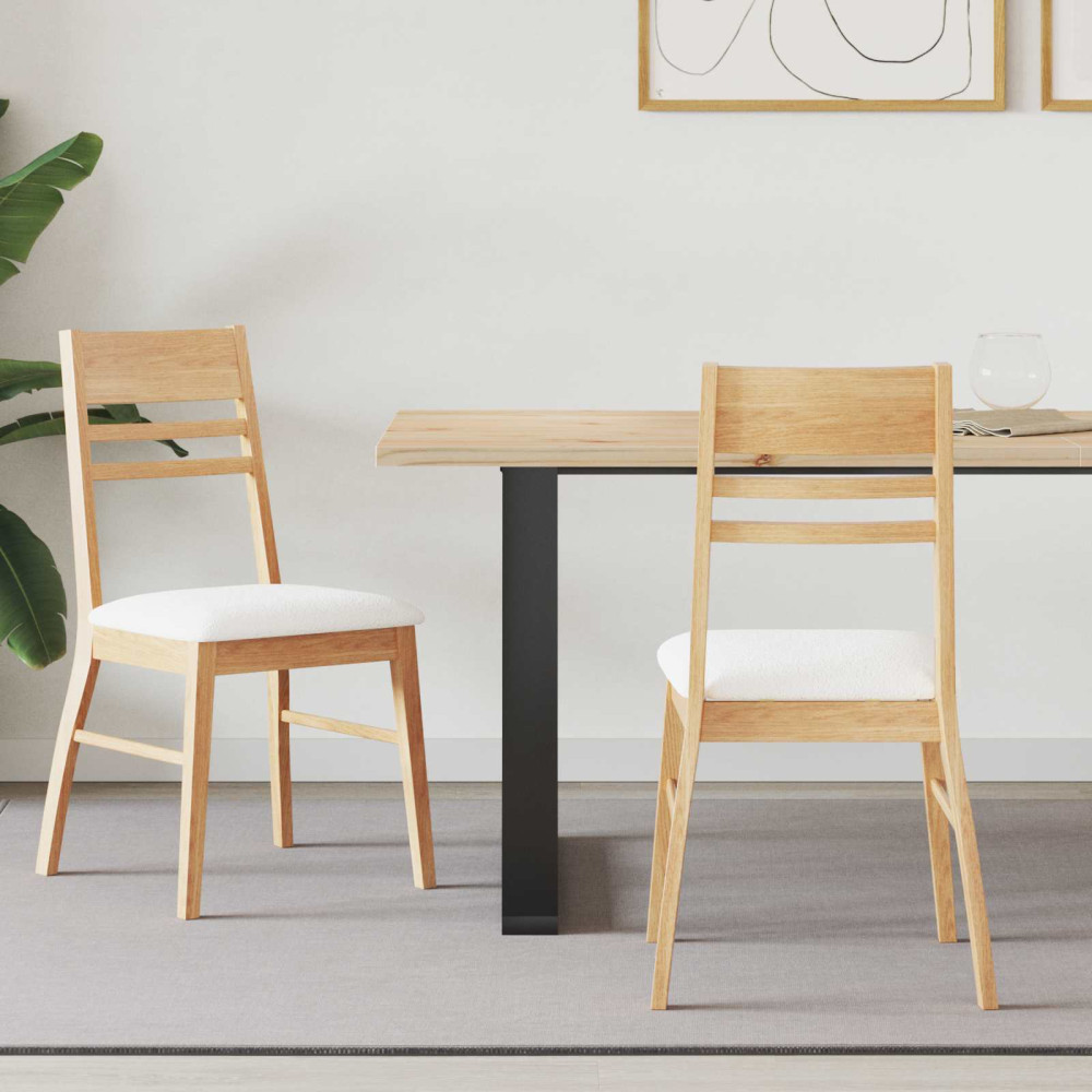 Produktbild för Matstolar 2 pcs Naturfärg 43 x 54 x 89 cm Massiv Gummiträ