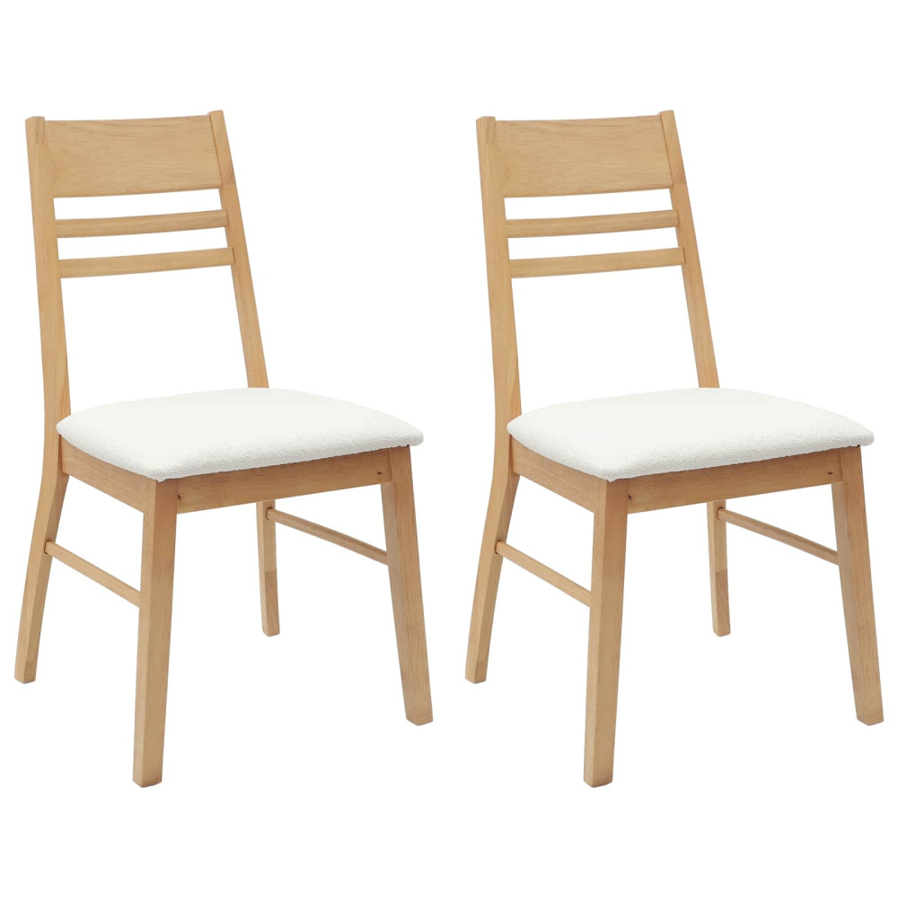 Produktbild för Matstolar 2 pcs Naturfärg 43 x 54 x 89 cm Massiv Gummiträ