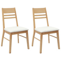 Produktbild för Matstolar 2 pcs Naturfärg 43 x 54 x 89 cm Massiv Gummiträ