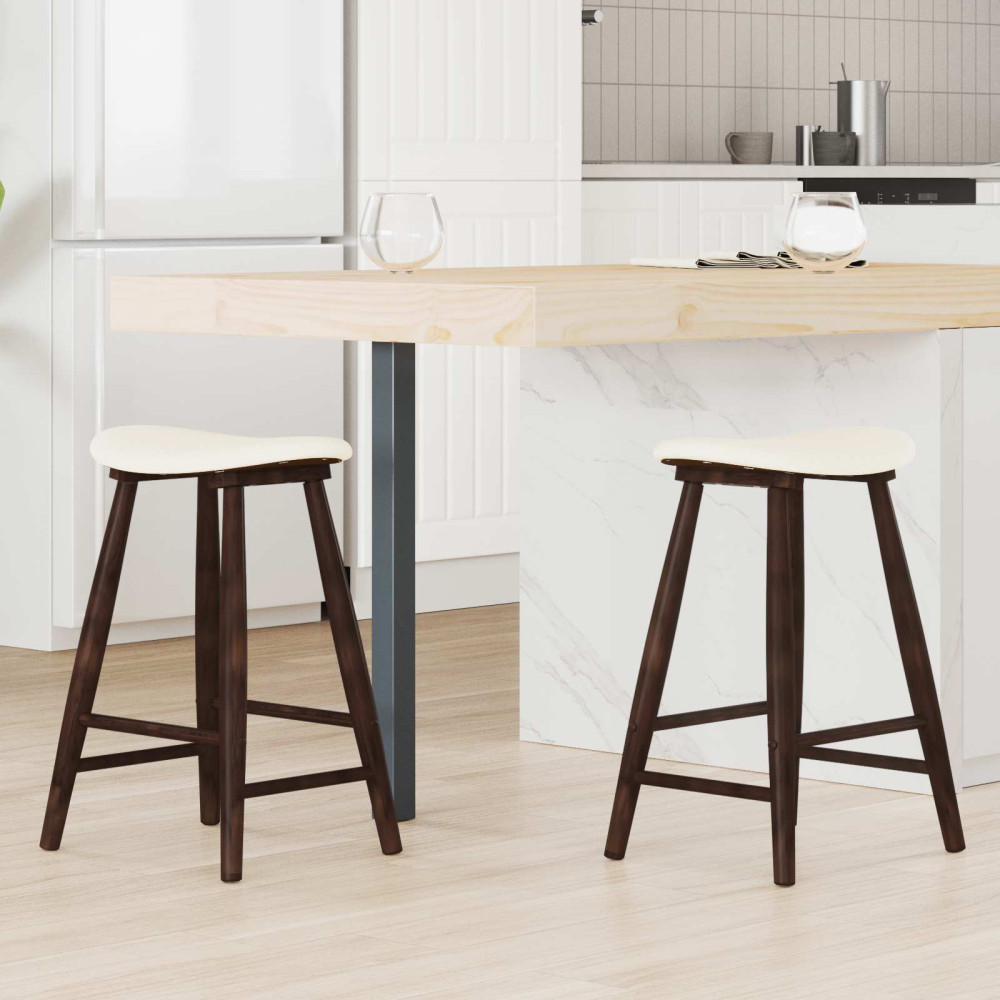Produktbild för Matstolar 2 pcs Ljusbrun 46 x 37 x 63 cm Massiv Gummiträ