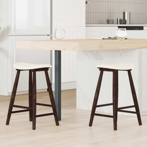 vidaXL Matstolar 2 pcs Ljusbrun 46 x 37 x 63 cm Massiv Gummiträ