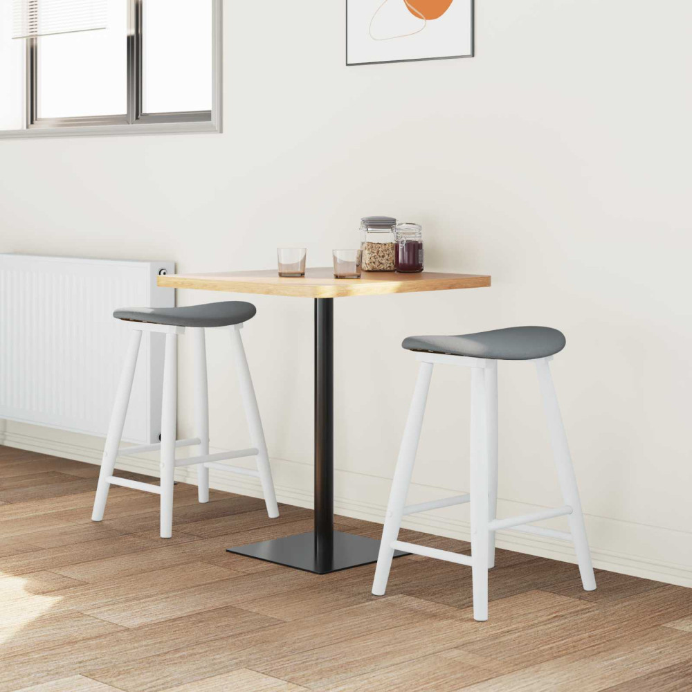 Produktbild för Matstolar 2 pcs Vit 46 x 37 x 63 cm Massiv Gummiträ
