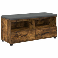 Produktbild för Hallbänk Rökt Ek 100 x 38 x 46 cm Konstruerat Trä och Tyg