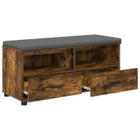 Produktbild för Hallbänk Rökt Ek 100 x 38 x 46 cm Konstruerat Trä och Tyg