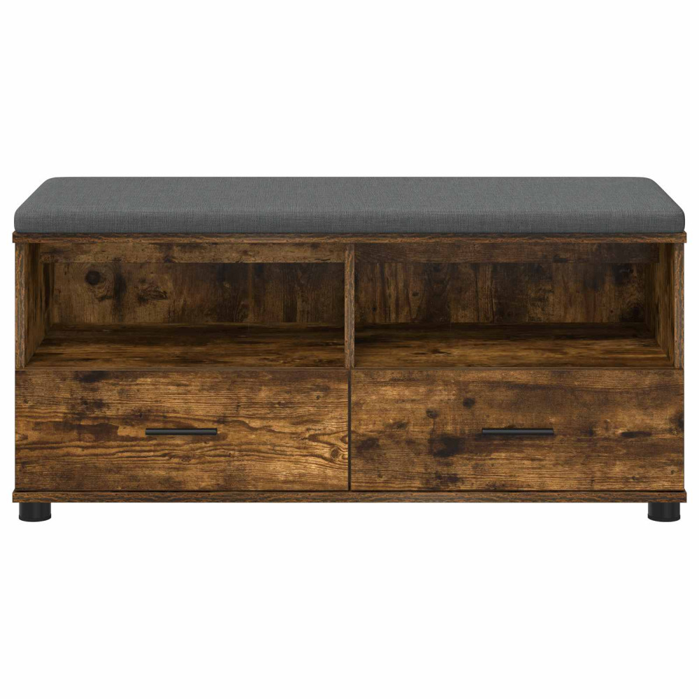 Produktbild för Hallbänk Rökt Ek 100 x 38 x 46 cm Konstruerat Trä och Tyg