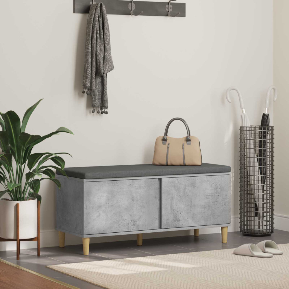 Produktbild för Hallbänk BetongGrå 100 x 38 x 46 cm Konstruerat Trä och Tyg