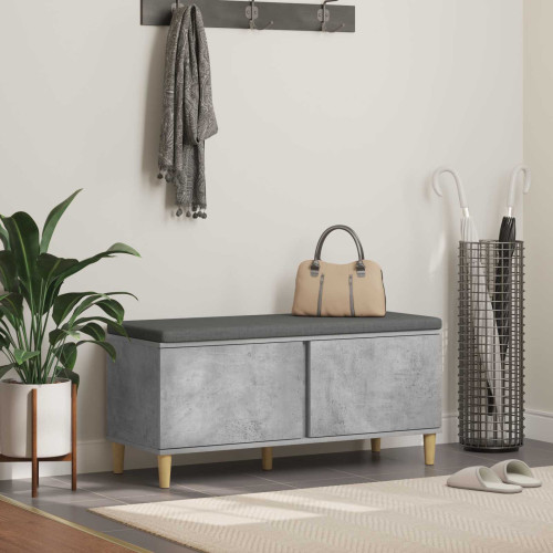 vidaXL Hallbänk BetongGrå 100 x 38 x 46 cm Konstruerat Trä och Tyg