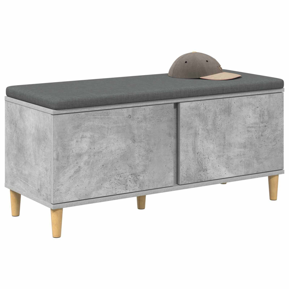 Produktbild för Hallbänk BetongGrå 100 x 38 x 46 cm Konstruerat Trä och Tyg
