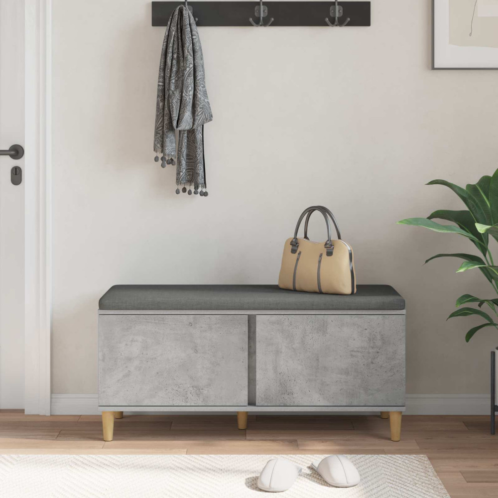 Produktbild för Hallbänk BetongGrå 100 x 38 x 46 cm Konstruerat Trä och Tyg
