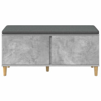 Produktbild för Hallbänk BetongGrå 100 x 38 x 46 cm Konstruerat Trä och Tyg