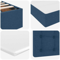 Produktbild för Förvaringssäng med madrass Blå 140 x 200 cm Konstruerat trä