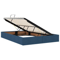 Produktbild för Förvaringssäng med madrass Blå 140 x 200 cm Konstruerat trä