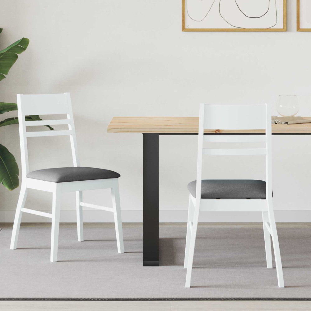 Produktbild för Matstolar 2 pcs Vit 43 x 54 x 89 cm Massiv Gummiträ