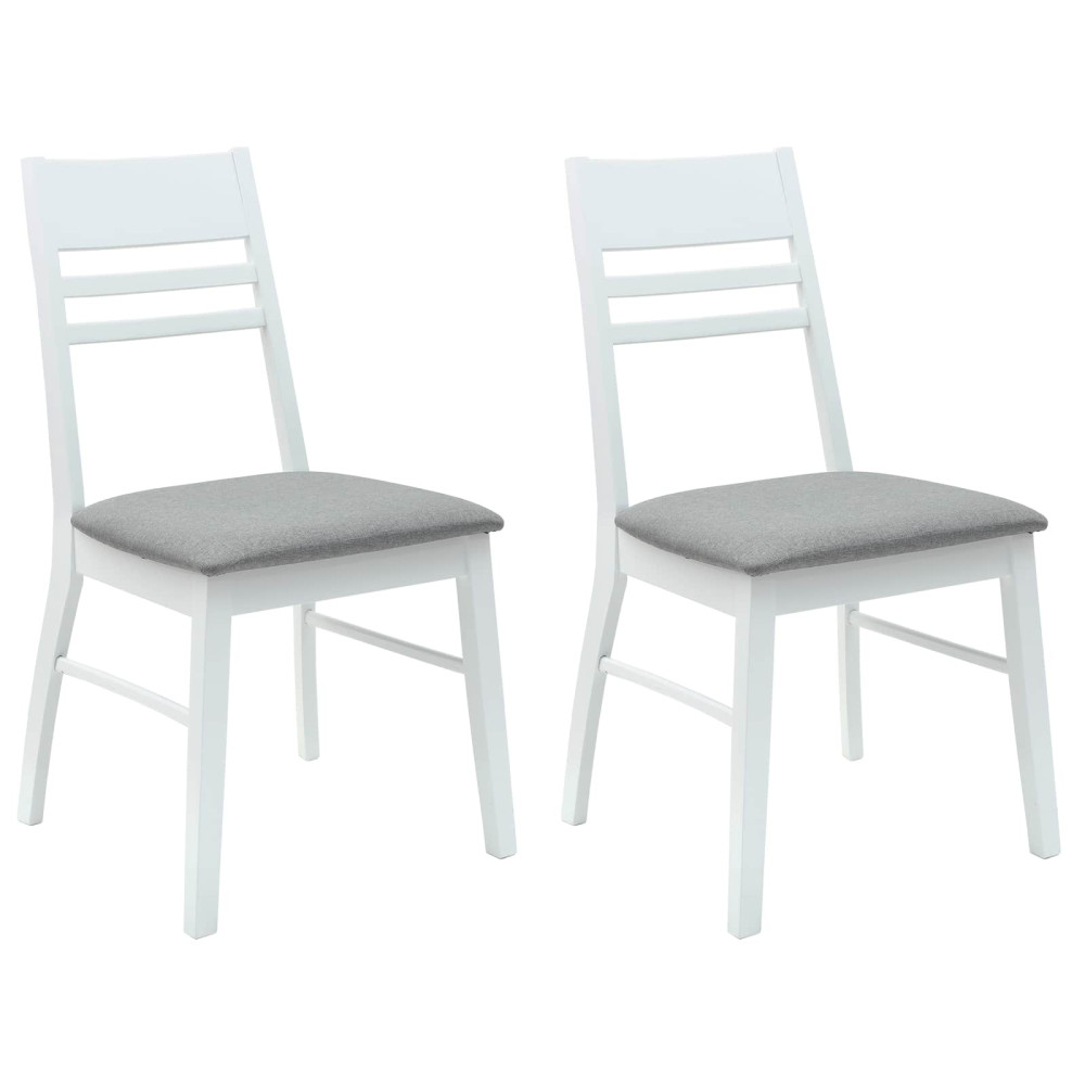 Produktbild för Matstolar 2 pcs Vit 43 x 54 x 89 cm Massiv Gummiträ