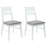 Produktbild för Matstolar 2 pcs Vit 43 x 54 x 89 cm Massiv Gummiträ