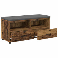 Produktbild för Hallbänk Gammalt trä 100 x 38 x 46 cm Konstruerat Trä och Tyg