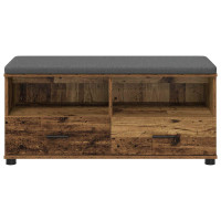 Produktbild för Hallbänk Gammalt trä 100 x 38 x 46 cm Konstruerat Trä och Tyg