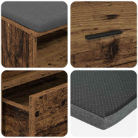 Produktbild för Hallbänk Gammalt trä 100 x 38 x 46 cm Konstruerat Trä och Tyg