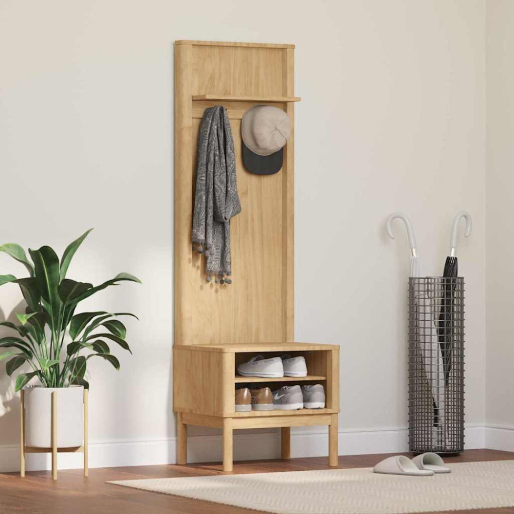 Produktbild för Hallway skåp FLORO Vaxbrun 50 x 40 x 158 cm Massiv furu