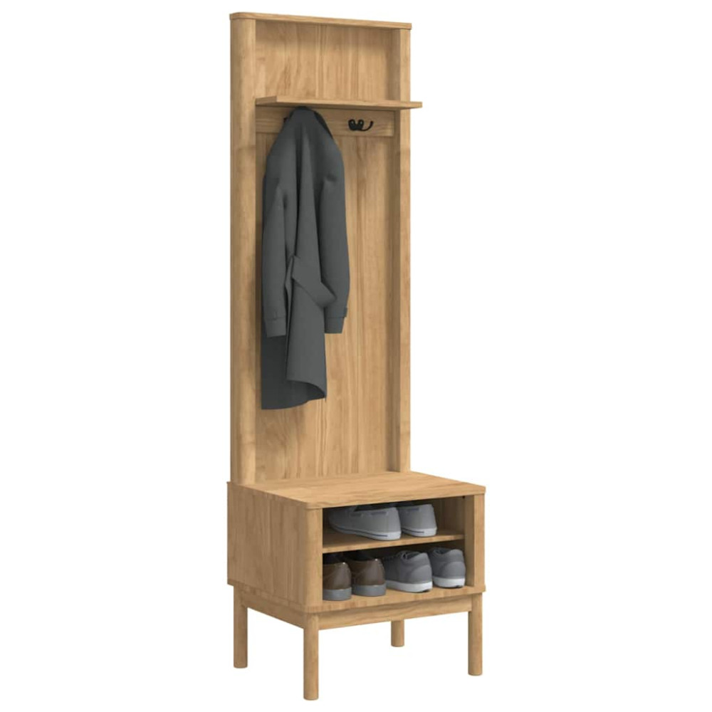 Produktbild för Hallway skåp FLORO Vaxbrun 50 x 40 x 158 cm Massiv furu