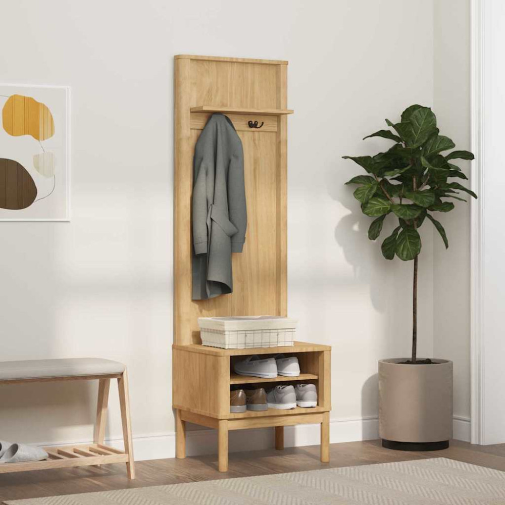 Produktbild för Hallway skåp FLORO Vaxbrun 50 x 40 x 158 cm Massiv furu