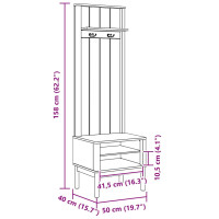 Produktbild för Hallway skåp FLORO Vaxbrun 50 x 40 x 158 cm Massiv furu