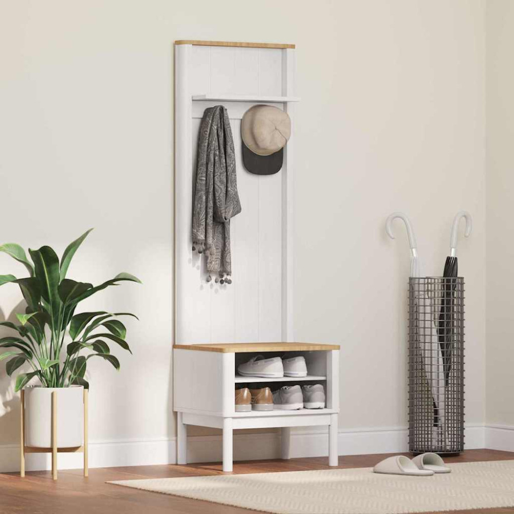 Produktbild för Hallway skåp med hylla FLORO Vit 50 x 40 x 158 cm Massiv furu