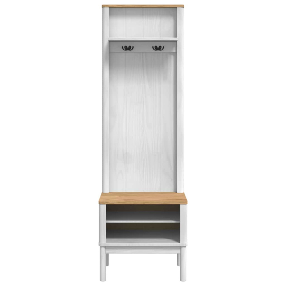 Produktbild för Hallway skåp med hylla FLORO Vit 50 x 40 x 158 cm Massiv furu