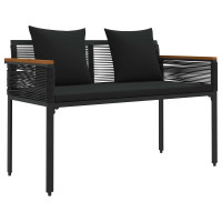 Produktbild för Utomhusbänk med kudde Svart 117 x 54 x 74.5 cm konstrotting