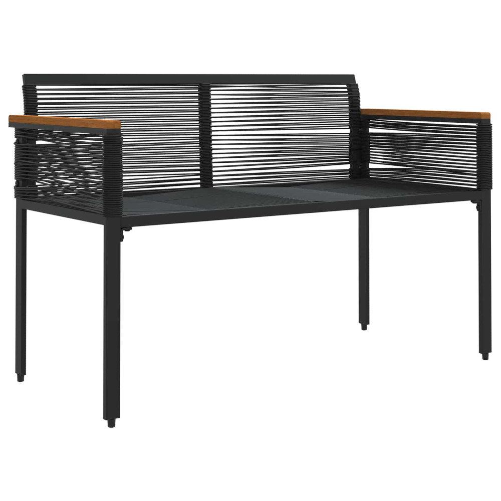 Produktbild för Utomhusbänk med kudde Svart 117 x 54 x 74.5 cm konstrotting