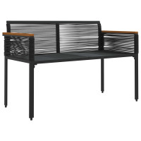 Produktbild för Utomhusbänk med kudde Svart 117 x 54 x 74.5 cm konstrotting