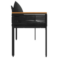 Produktbild för Utomhusbänk med kudde Svart 117 x 54 x 74.5 cm konstrotting